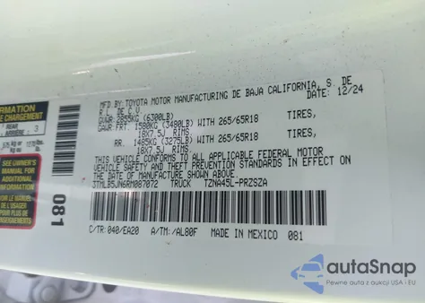 2024 Toyota Tacoma Trd Sport 4Wd из США, поврежденный, VIN 3TMLB5JN6RM087072